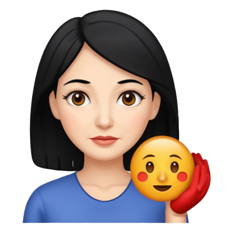 emoji de mujer con signos de edad, pelo negro sticker