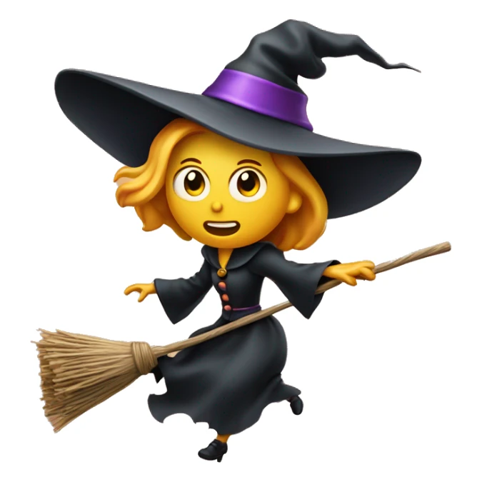 Scarry witch, flying to the left on a broom, throwing candy. sticker