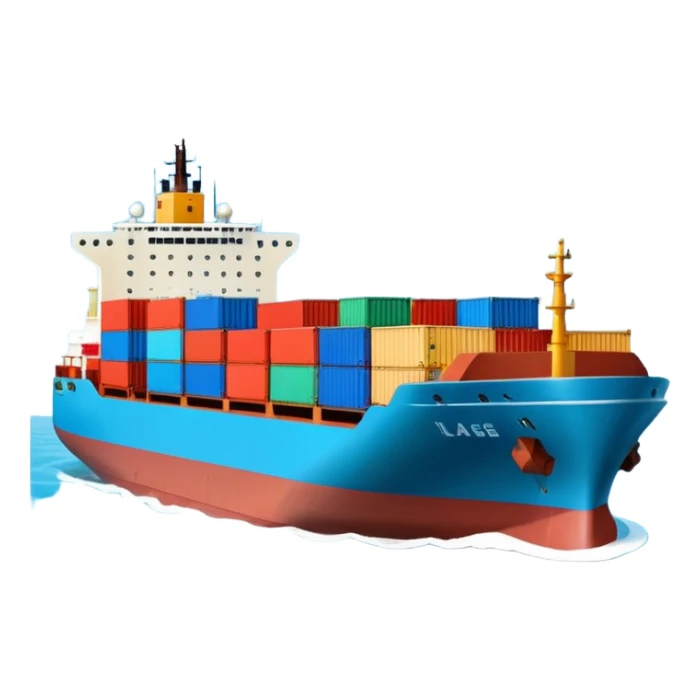 Draw a large cargo ship loaded with colorful containers on the sea. sticker