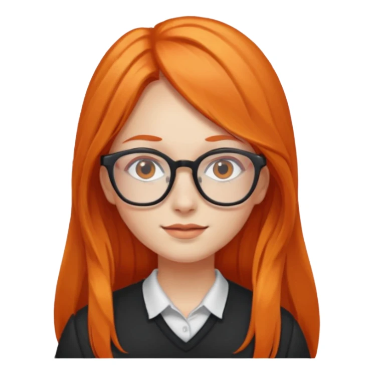 Girl with long orange hair and glasses sticker