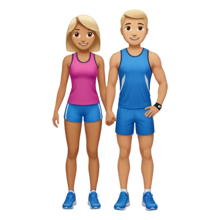 full-length happy couple in sportswear sticker