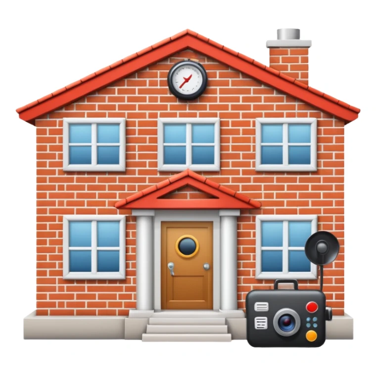 House that is beeing secured by a alarm system and camera sticker