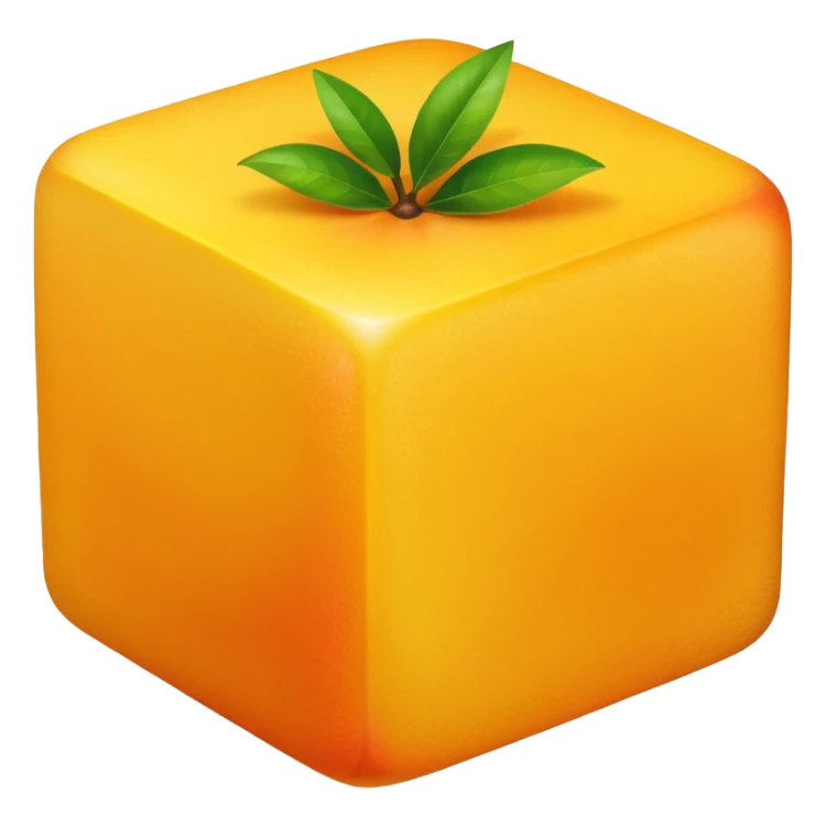one mango cube from a grid, minimal flat design, bright yellow-orange, isolated, no face, no background, not cartoon sticker