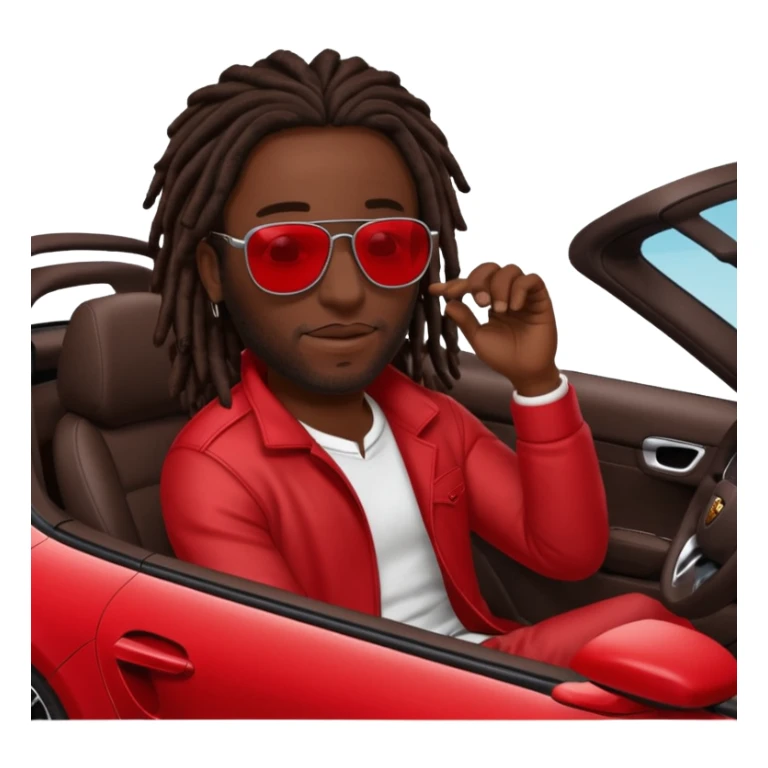 Red Porsche cayenne with black guy with dark brown dreads sitting inside  sticker