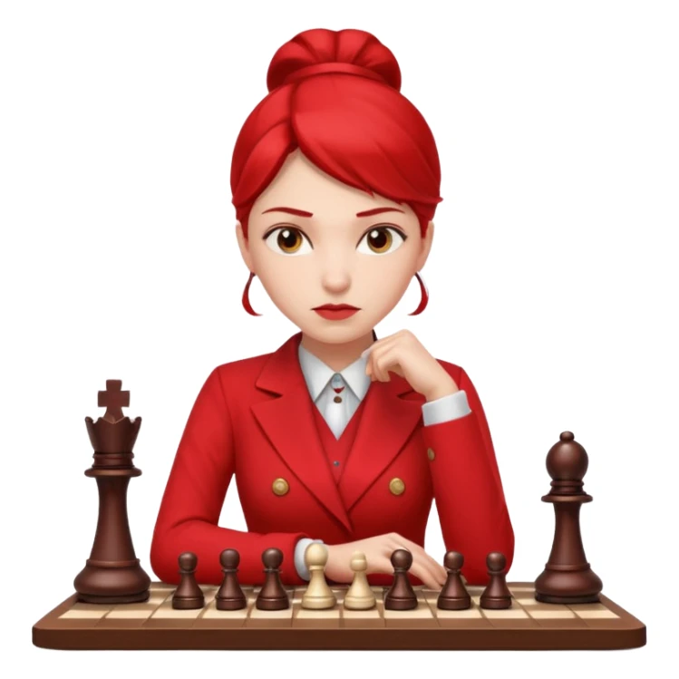 woman chess players in red outfits sticker