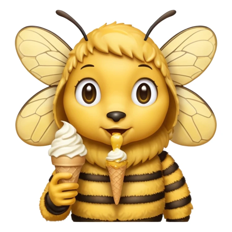 honeybee with ice cream in hand sticker