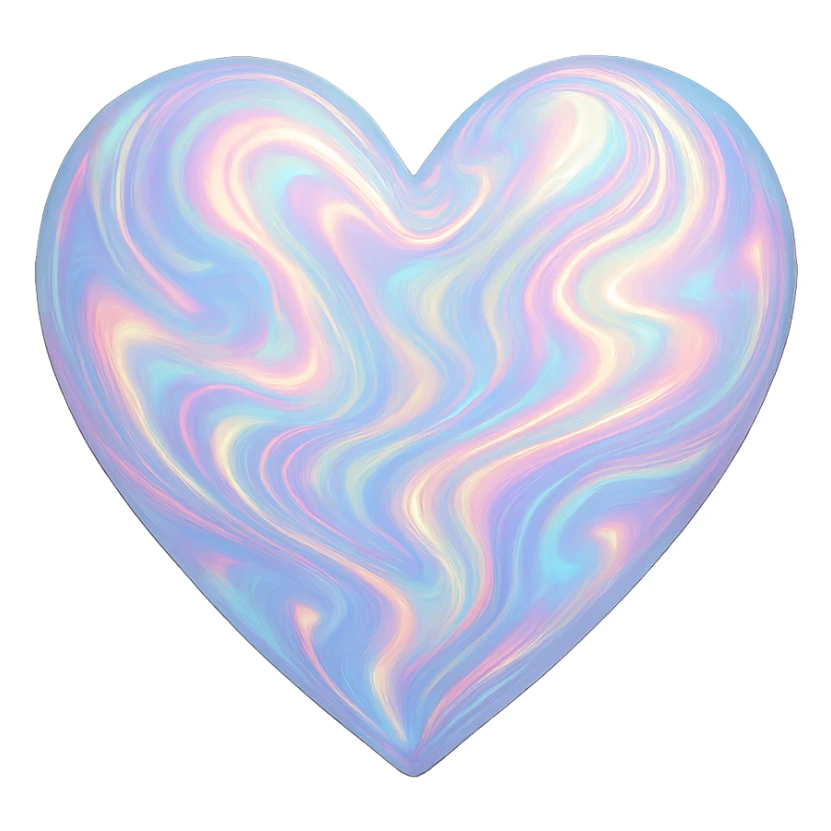 heart with a swirling opalescent pattern, digital illustration sticker