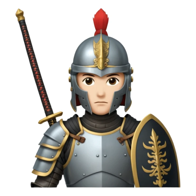  Armored noble with katana at side, kabuto helmet, stern posture. sticker