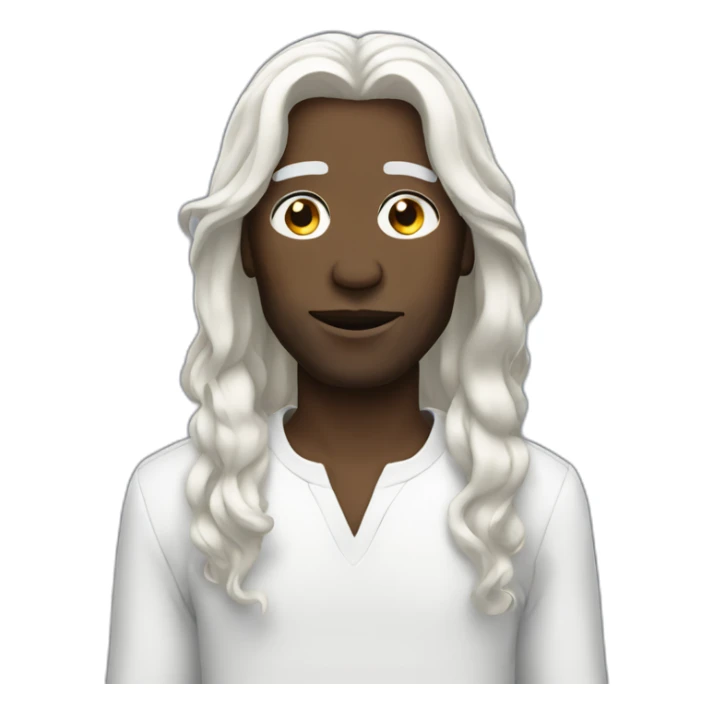Black man in long white hair wig sticker