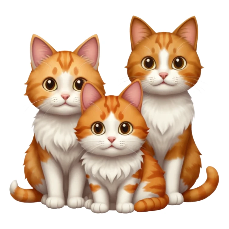 3 cats different colours including brown tabby and white, light patchy calico, and ginger and white sticker