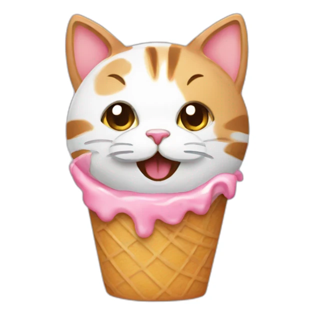 A cat who eat an icecream  sticker