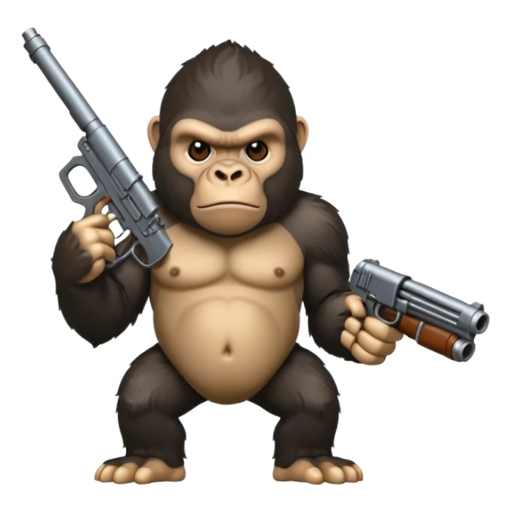 A mean gorilla holding a big gun sticker