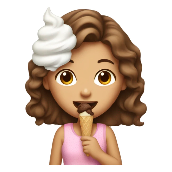 Brown haired girl eating ice cream sticker