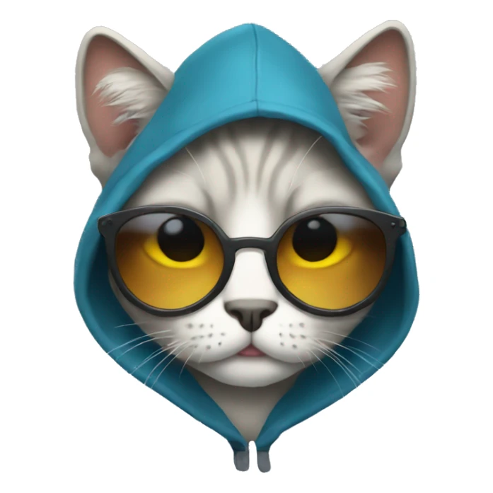 cat wearing hoodie and sunglasses crying sticker