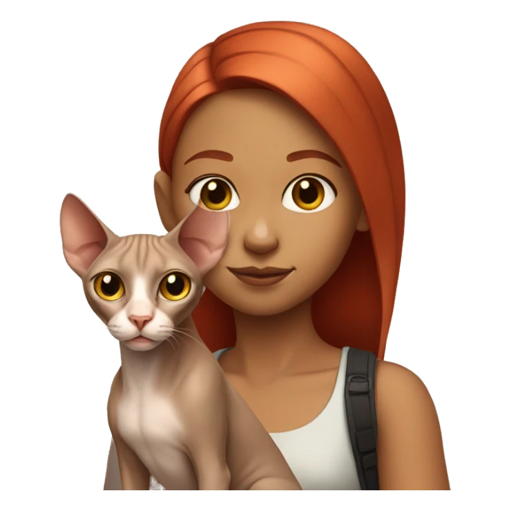 Red-haired girl with a sphinx cat sticker