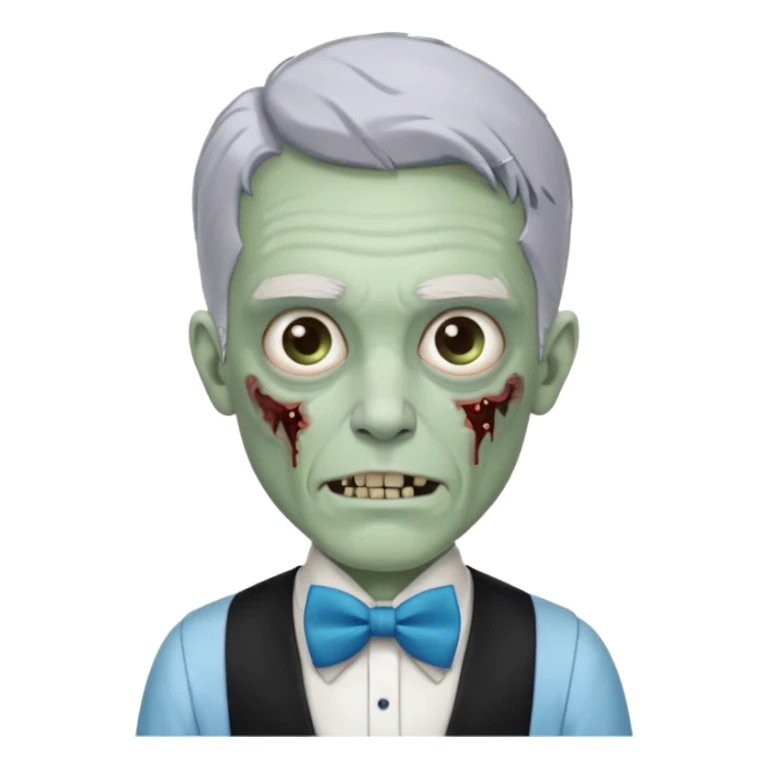 zombie, grey hair waiter with blue bow tie sticker