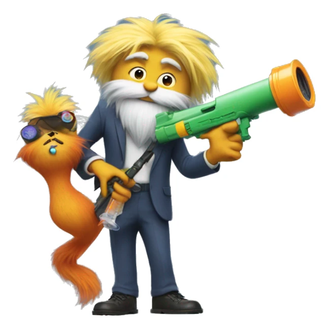 the lorax holding a water gun  sticker