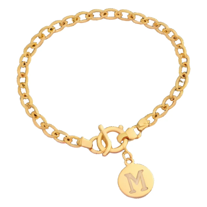 Elegant gold bracelet with Imogen charm sticker