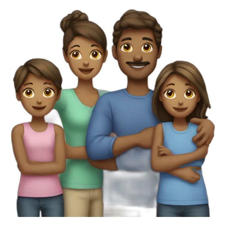 parents and one boy and one girl sticker