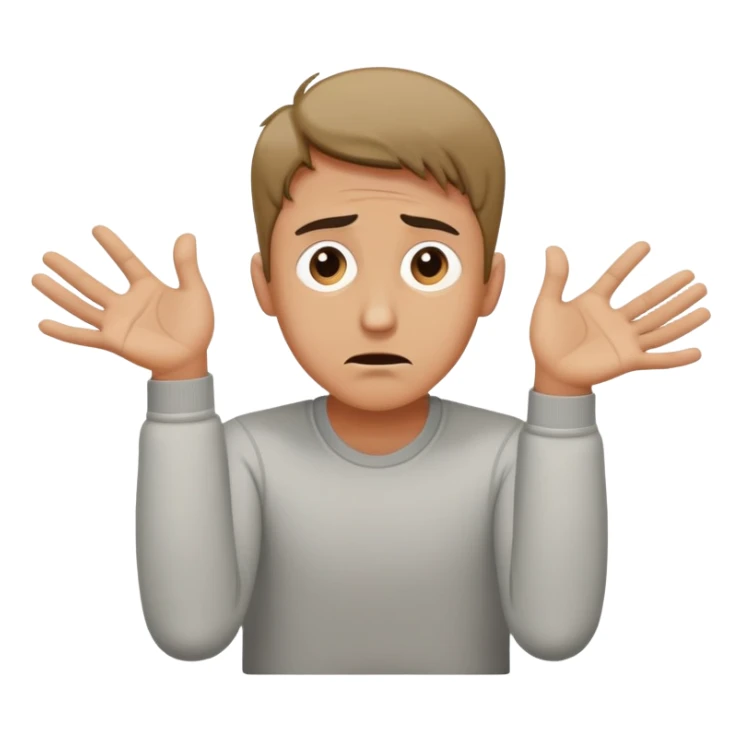 man with anxious attachment style with worried eyes and nervous expression, clingy posture leaning forward with arms reaching out, showing fear of abandonment sticker