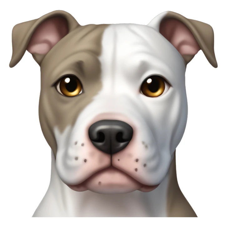 White American Staffordshire terrier with light gray/brown patches by only her left ear and has blue eyes sticker