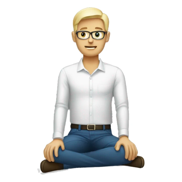 A man sitting next to a monitor, cross-legged sticker