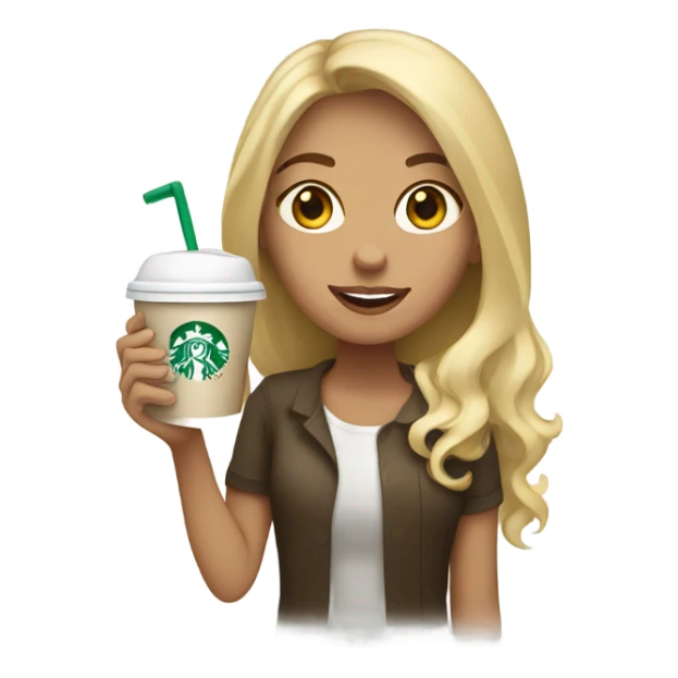 Blonde girl holding Starbucks  sticker