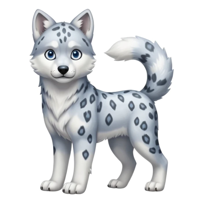 "Schnolf"-"TaniDaReal"-Husky-Snow-leopard-wolf-hybrid-fusion-animal-creature, full body sticker