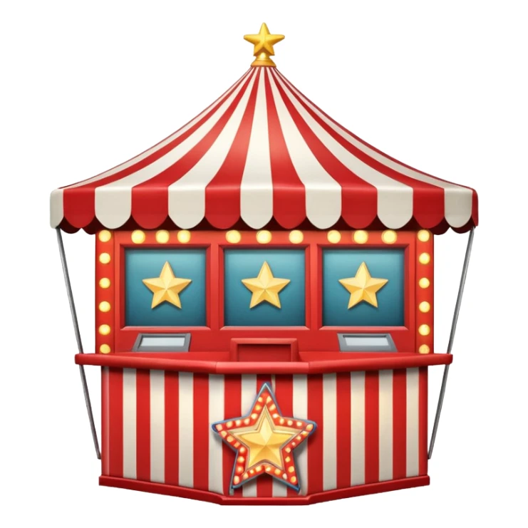 A circus ticket booth with retro lights and star-shaped sign. sticker
