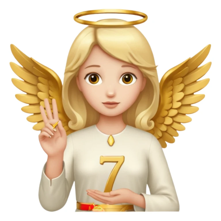 an angel holding number 7 on her hand sticker