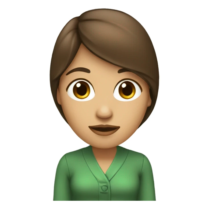 Mujer con terno, con cabello largo ondeado marron y ojos color verde sticker