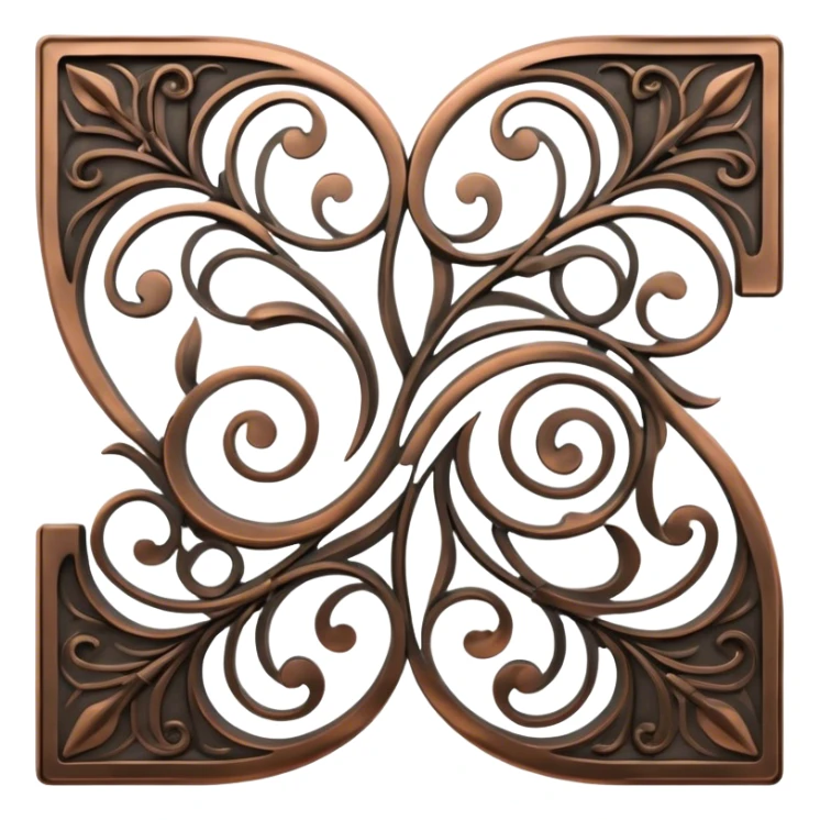 Forged metal icon, intricate wrought iron bas-relief with delicate patterns, swirling shapes, textured metal surface, blacksmithing tools nearby, minimalistic style, clean lines, transparent background. sticker