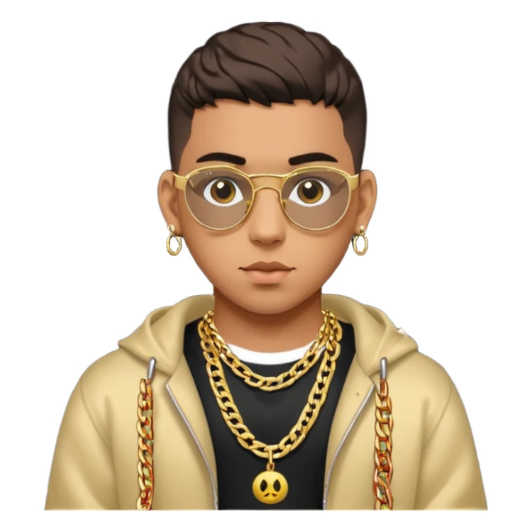 Bad Bunny, Latin Trap Singer with dark brown hair sticker