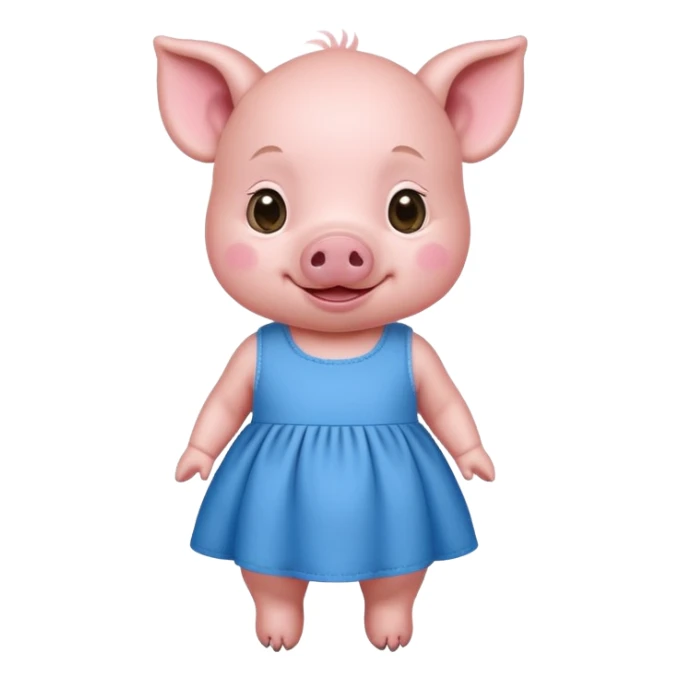 a baby pig wear blue dress sticker