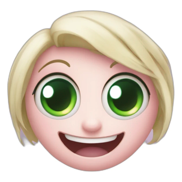 Pale face big eyes with wicked Cheshire smile ,one eye green other pink sticker