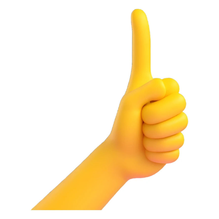 Convert the hand making the 'OK' gesture into a 3D emoji style with a smooth and rounded look, keeping the pose and proportions intact. Use the classic yellow emoji color. Transparent background. sticker