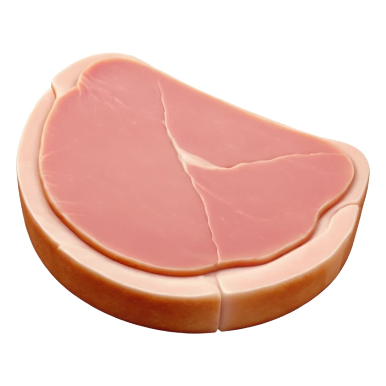 raw chicken cutlet, thin boneless slice, pale pink, smooth glossy surface, irregular shape, visible muscle grain, subtle edge variation, fresh and moist, no plate or garnish, no faces, clean 3D, soft shadows, transparent background, emoji scale sticker