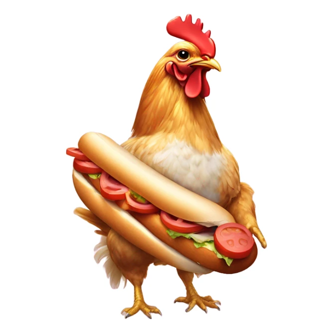 Chicken with hotdog that’s in a cat sticker