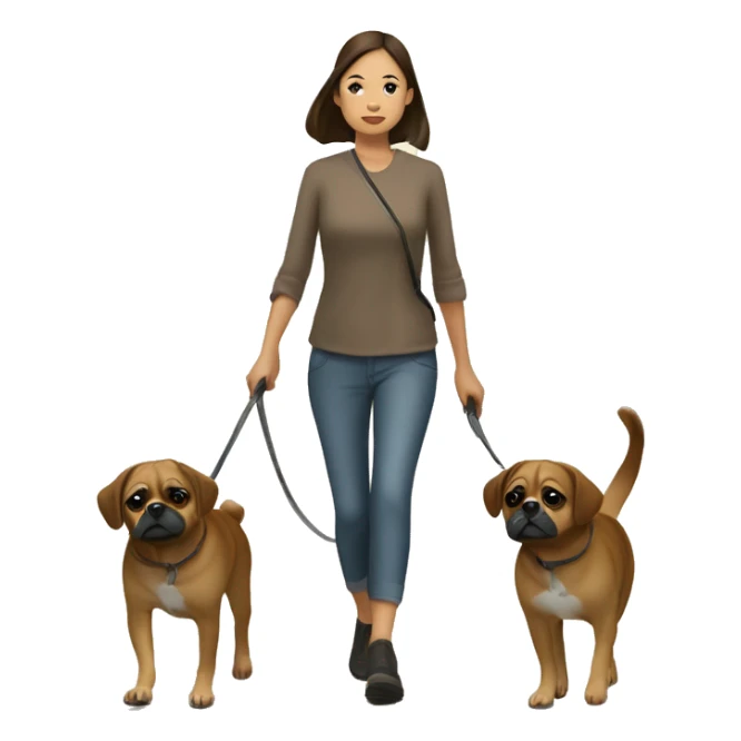 Mid 30s filipina walking two brown pugaliers on leash sticker