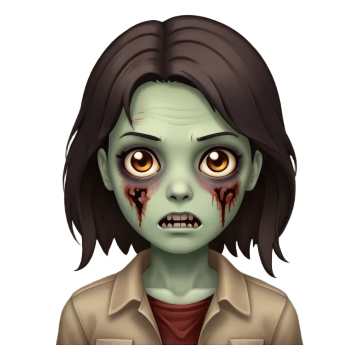 garota zumbi com o cabelo castanho escuro medio e com as pontas repicadas sticker
