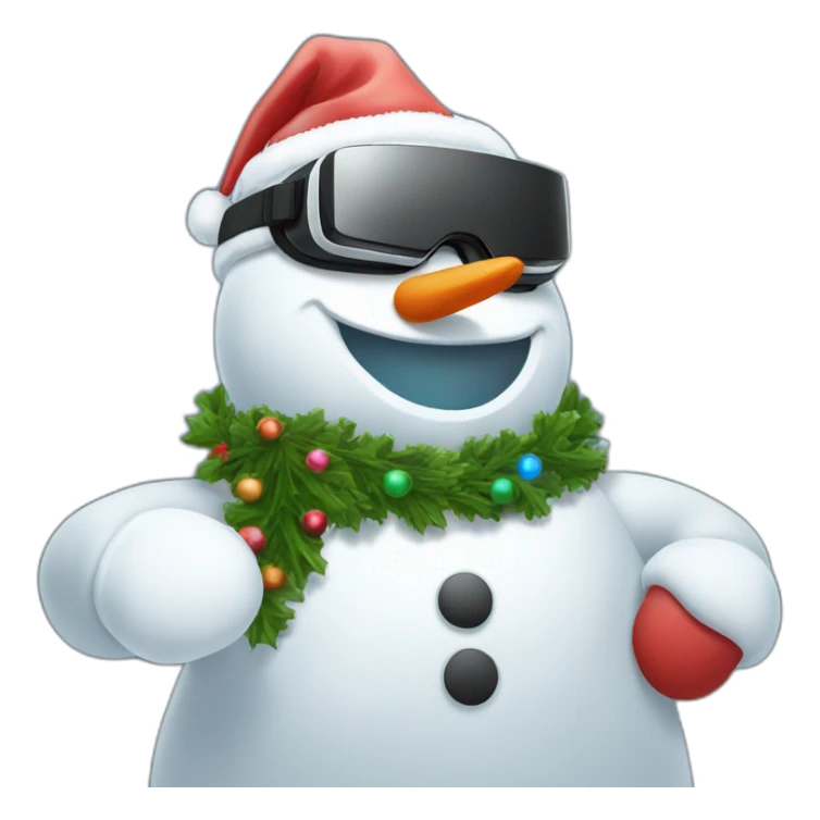 full body christmas-snowman in vr headset sticker