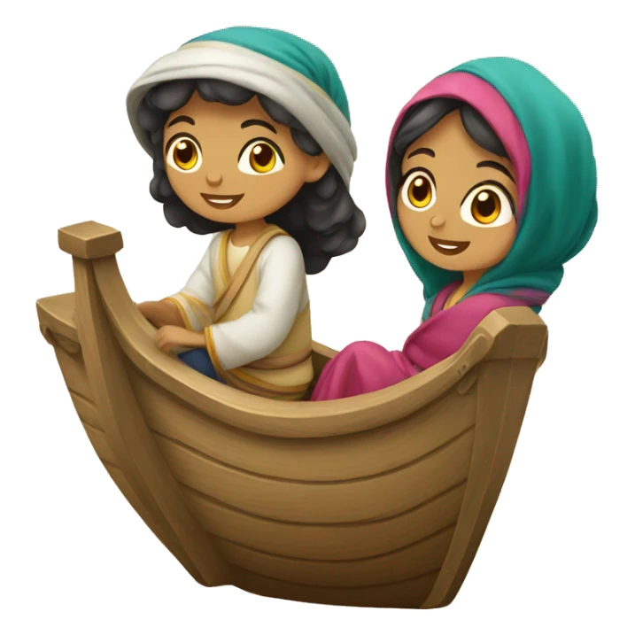 Enfants Arabe dans un bateau sticker