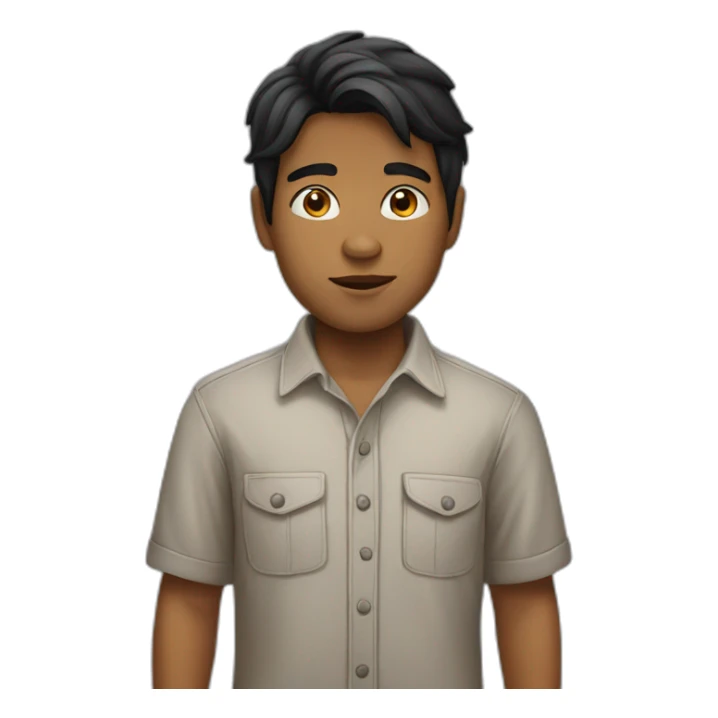 watchful black-haired brown boy in shirt sticker