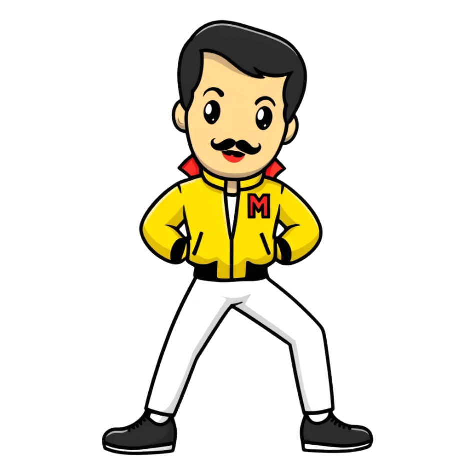 Freddie Mercury in yellow jacket from Live Aid sticker