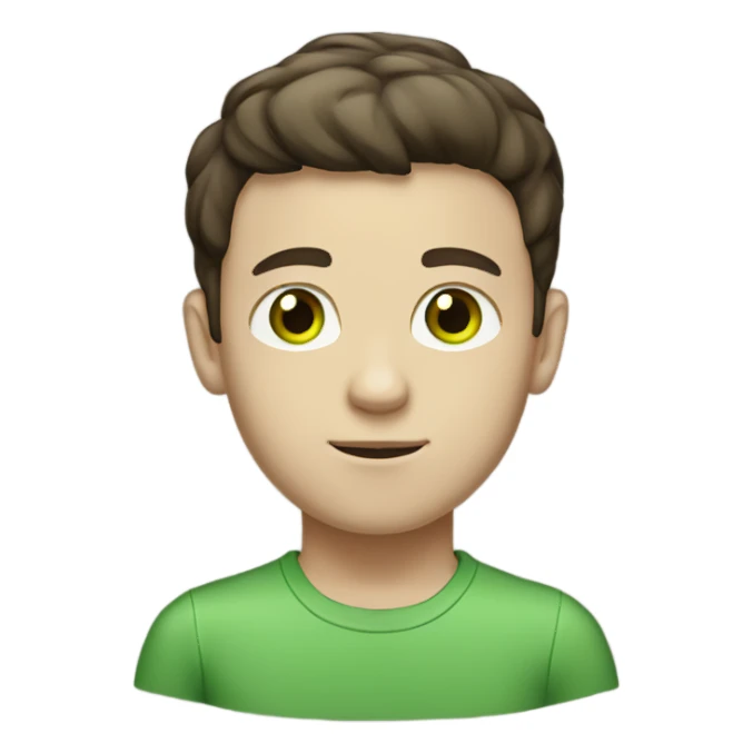 White boy with dark brown hair, green eyes, full body. sticker