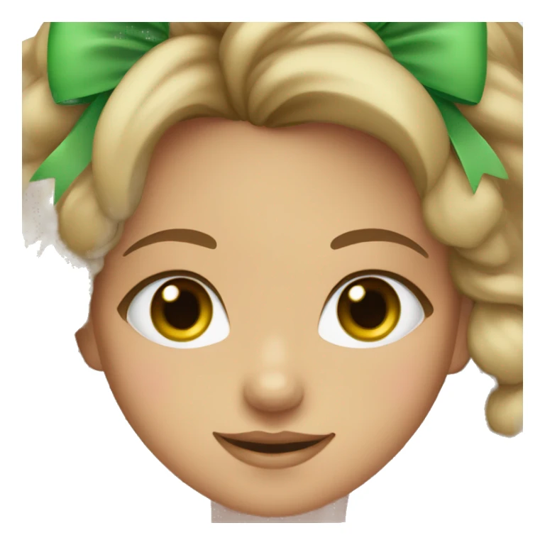 tan girl and green eyes with pink bow sticker