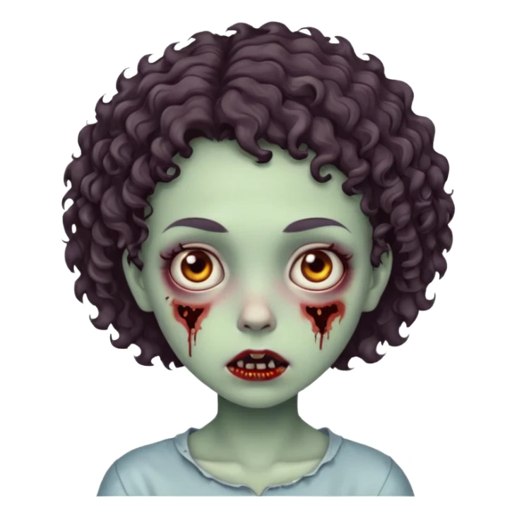 A zombie girl with very short curly hair sticker