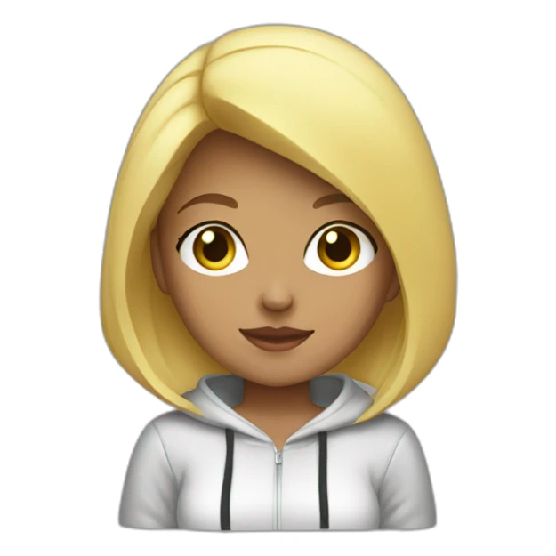 girl short hair blonde hoodie computer sticker