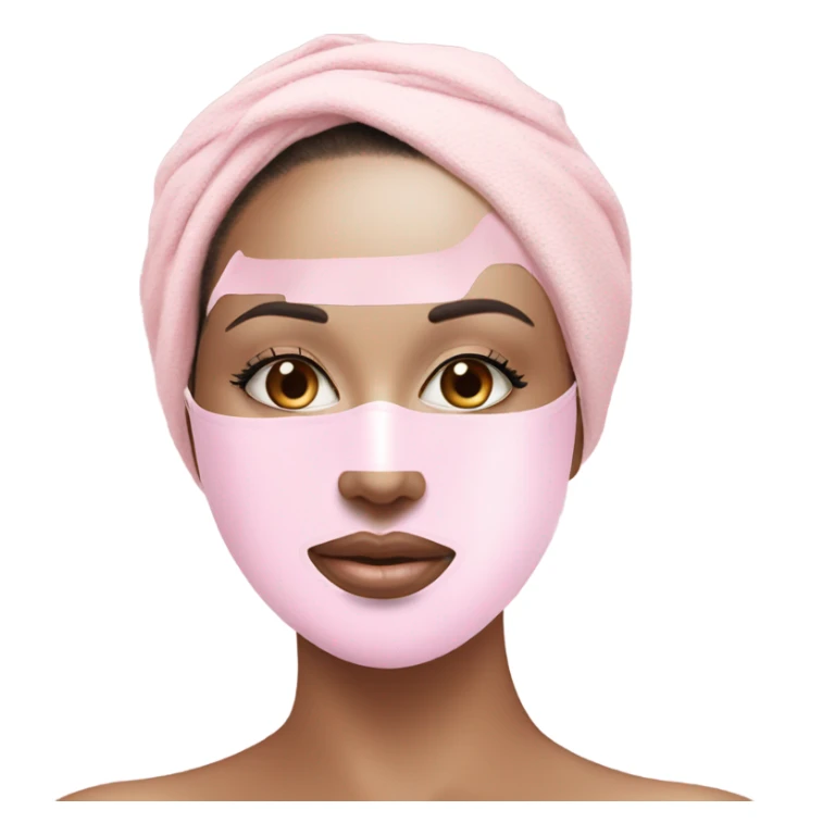 Lady with pastel pink face mask spa beauty full face relaxing sticker