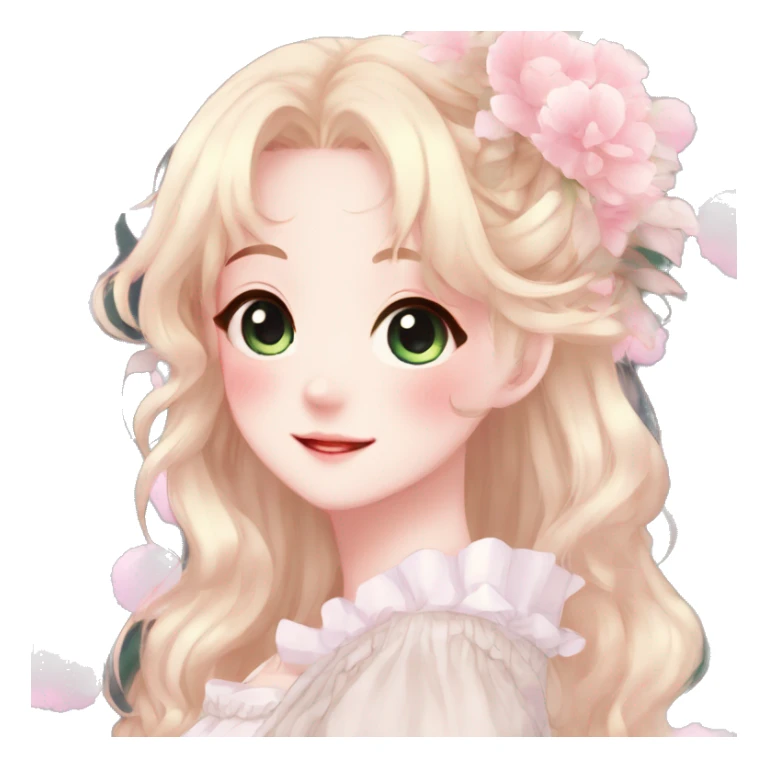 Gorgeous anime style lady with blushing face cottagecore fairycore  Kawaii anime colorful pearly romantic simplistic aesthetic trending stylea sticker